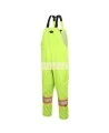 Yellow waterproof bib pants polyester-PU, 300 D with reflective stripes, Pioneer 5629, sizes S to 5XL