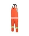 Orange waterproof bib pants polyester-PU, 300 D with reflective stripes, Pioneer 5627, sizes S to 5XL
