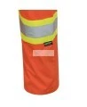 Orange waterproof bib pants polyester-PU, 300 D with reflective stripes, Pioneer 5627, sizes S to 5XL