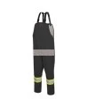 Black waterproof bib pants polyester-PU, 300 D with reflective stripes, Pioneer 5629BK, sizes S to 5XL