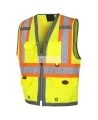 Veste d’arpenteur haute visibilité jaune fluorescente, à bandes rétroréfléchissantes argentées et jaune fluorescentes