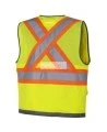 Veste d’arpenteur haute visibilité jaune fluorescente, à bandes rétroréfléchissantes argentées et jaune fluorescentes
