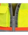 Veste d’arpenteur haute visibilité jaune fluorescente, à bandes rétroréfléchissantes argentées et jaune fluorescentes