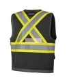 Low-visibility black surveyor vest with 12 pockets class 1 level 2, Pioneer 6671