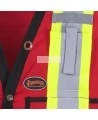 Veste de sécurité d’arpenteur, basse visibilité rouge 150D, 16 poches avec fermeture à bouton pression, vendue à l’unité