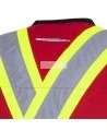 Veste de sécurité d’arpenteur, basse visibilité rouge 150D, 16 poches avec fermeture à bouton pression, vendue à l’unité