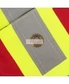 Veste de sécurité d’arpenteur, basse visibilité rouge 150D, 16 poches avec fermeture à bouton pression, vendue à l’unité