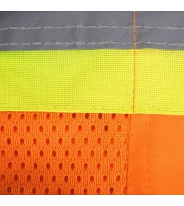 Veste de sécurité d’arpenteur, haute visibilité orange 150D, 16 poches avec fermeture à bouton pression, vendue à l’unité