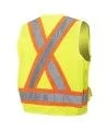 Pioneer men's high-visibility yellow 6693 surveyor's vest, 150 denier woven twill, 16 pockets