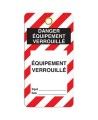 Étiquette pour cadenassage en français DANGER ÉQUIPEMENT VERROUILLÉ, 3-3/8 X 5-3/4 po, vendue par paquet de 25