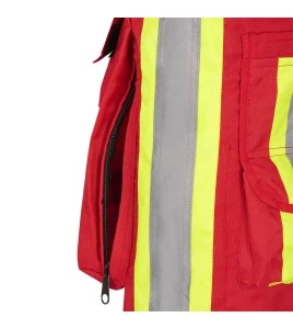 Veste de sécurité d’arpenteur haute visibilité rouge en polyester oxford de 600D enduit de polyuréthane, modèle 695