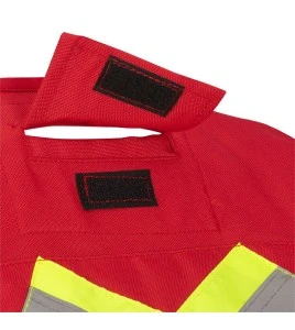 High-visibility red surveyor's safety jacket in 600D polyurethane-coated polyester oxford, 695 model