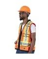 Veste d'arpenteur haute visibilité en polyester orange de 1200 deniers enduits de polyuréthane, 13 poches, Pioneer modèle 6676