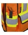 Veste d'arpenteur haute visibilité en polyester orange de 1200 deniers enduits de polyuréthane, 13 poches, Pioneer modèle 6676