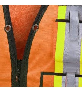 High-visibility surveyor's jacket in 1200 denier orange polyester with polyurethane coating, 13 pockets, Pioneer model 6676