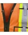 Veste d'arpenteur haute visibilité en polyester orange de 1200 deniers enduits de polyuréthane, 13 poches, Pioneer modèle 6676