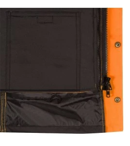 Winter men's orange-black 100% waterproof polyester-polyurethane winter jacket 7 in 1 with reflective stripes