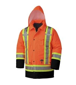 Manteau d'hiver orange-noir 100% imperméable 7-en-1 polyester enduit de polyuréthane, 7 en 1 haute visibilité pour homme