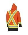 Winter men's orange-black 100% waterproof polyester-polyurethane winter jacket 7 in 1 with reflective stripes