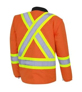 Manteau d'hiver orange-noir 100% imperméable 7-en-1 polyester enduit de polyuréthane, 7 en 1 haute visibilité pour homme