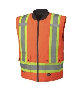 Manteau d'hiver orange-noir 100% imperméable 7-en-1 polyester enduit de polyuréthane, 7 en 1 haute visibilité pour homme