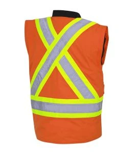 Winter men's orange-black 100% waterproof polyester-polyurethane winter jacket 7 in 1 with reflective stripes