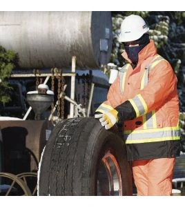 Manteau d'hiver orange-noir 100% imperméable 7-en-1 polyester enduit de polyuréthane, 7 en 1 haute visibilité pour homme