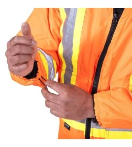 Manteau d'hiver orange-noir 100% imperméable 7-en-1 polyester enduit de polyuréthane, 7 en 1 haute visibilité pour homme