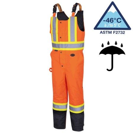 Pioneer men's winter 100% waterproof orange-black polyester polyurethanes overall with reflective stripes