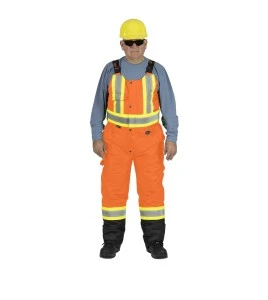 Pioneer men's winter 100% waterproof orange-black polyester polyurethanes overall with reflective stripes