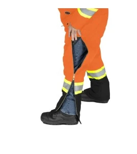 Salopette d'hiver Pioneer 100% imperméable orange-noir pour homme en polyester-polyuréthane avec bandes réfléchissantes