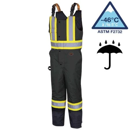 Pioneer men's winter 100% waterproof black polyester polyurethanes overall with reflective stripes