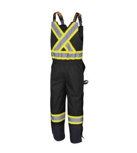 Pioneer men's winter 100% waterproof black polyester polyurethanes overall with reflective stripes