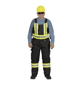 Pioneer men's winter 100% waterproof black polyester polyurethanes overall with reflective stripes