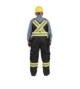 Pioneer men's winter 100% waterproof black polyester polyurethanes overall with reflective stripes