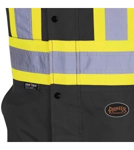 Pioneer men's winter 100% waterproof black polyester polyurethanes overall with reflective stripes