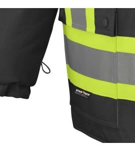 Manteau d'hiver noir 100% imperméable 7-en-1 polyester enduit de polyuréthane, 7 en 1 haute visibilité pour homme