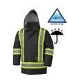 Winter men's black 100% waterproof polyester-polyurethane winter jacket 7 in 1 with reflective stripes