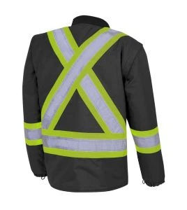 Manteau d'hiver noir 100% imperméable 7-en-1 polyester enduit de polyuréthane, 7 en 1 haute visibilité pour homme