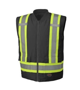 Manteau d'hiver noir 100% imperméable 7-en-1 polyester enduit de polyuréthane, 7 en 1 haute visibilité pour homme