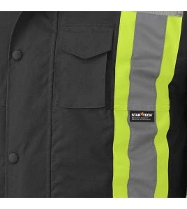 Manteau d'hiver noir 100% imperméable 7-en-1 polyester enduit de polyuréthane, 7 en 1 haute visibilité pour homme