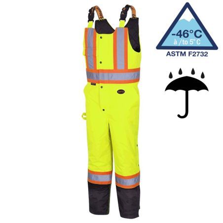 Pioneer men's winter 100% waterproof yellow-black polyester polyurethanes overall with reflective stripes