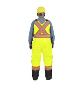 Salopette d'hiver Pioneer 100% imperméable jaune-noir pour homme en polyester-polyuréthane avec bandes réfléchissantes