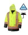 Winter men's yellow-black 100% waterproof polyester-polyurethane winter jacket 7 in 1 with reflective stripes