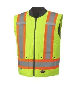 Winter men's yellow-black 100% waterproof polyester-polyurethane winter jacket 7 in 1 with reflective stripes