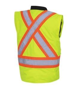 Winter men's yellow-black 100% waterproof polyester-polyurethane winter jacket 7 in 1 with reflective stripes