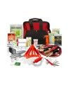 Portable Road safety kit, with jumper cables and warning triangles, sold individually.