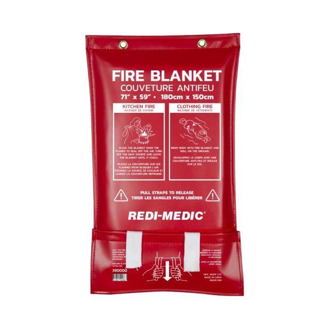 Woven fiberglass fire blanket, 6 X 5 ft, sold individually. Packaged in a top-quality PVC pouch with a quick-release flap. Woven fiberglass fire blanket, 6 X 5 ft, sold individually. Packaged in a top-quality PVC pouch with a quick-release flap.