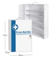 Wall-mounted metal first aid cabinet with solid door panel and lock with 2 keys