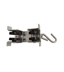 Super roller for track of curtain, nylon castors with S hook, riveted castor to steel frame.